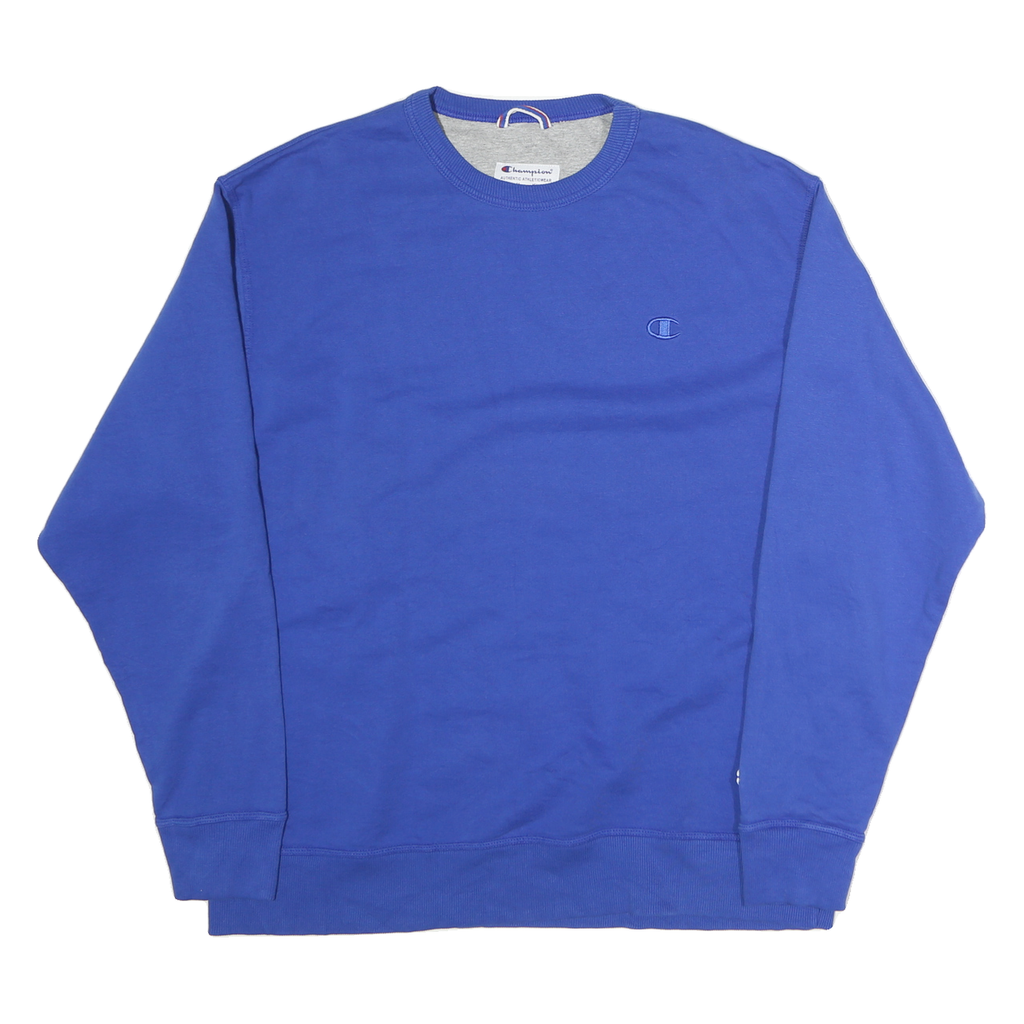 CHAMPION Mens Blue Crew Neck XL Cotton Sweatshirt Pullover Classic Logo