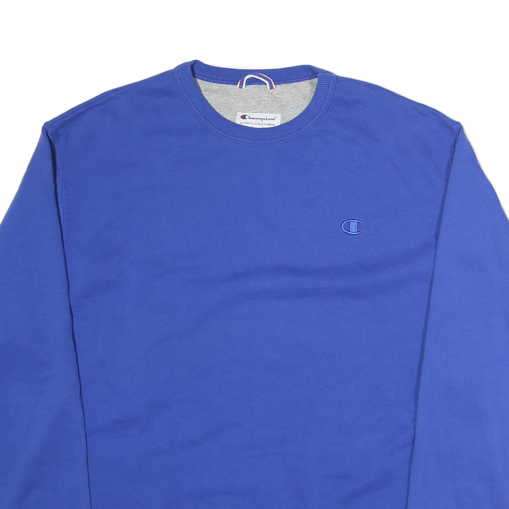 CHAMPION Mens Blue Crew Neck XL Cotton Sweatshirt Pullover Classic Logo
