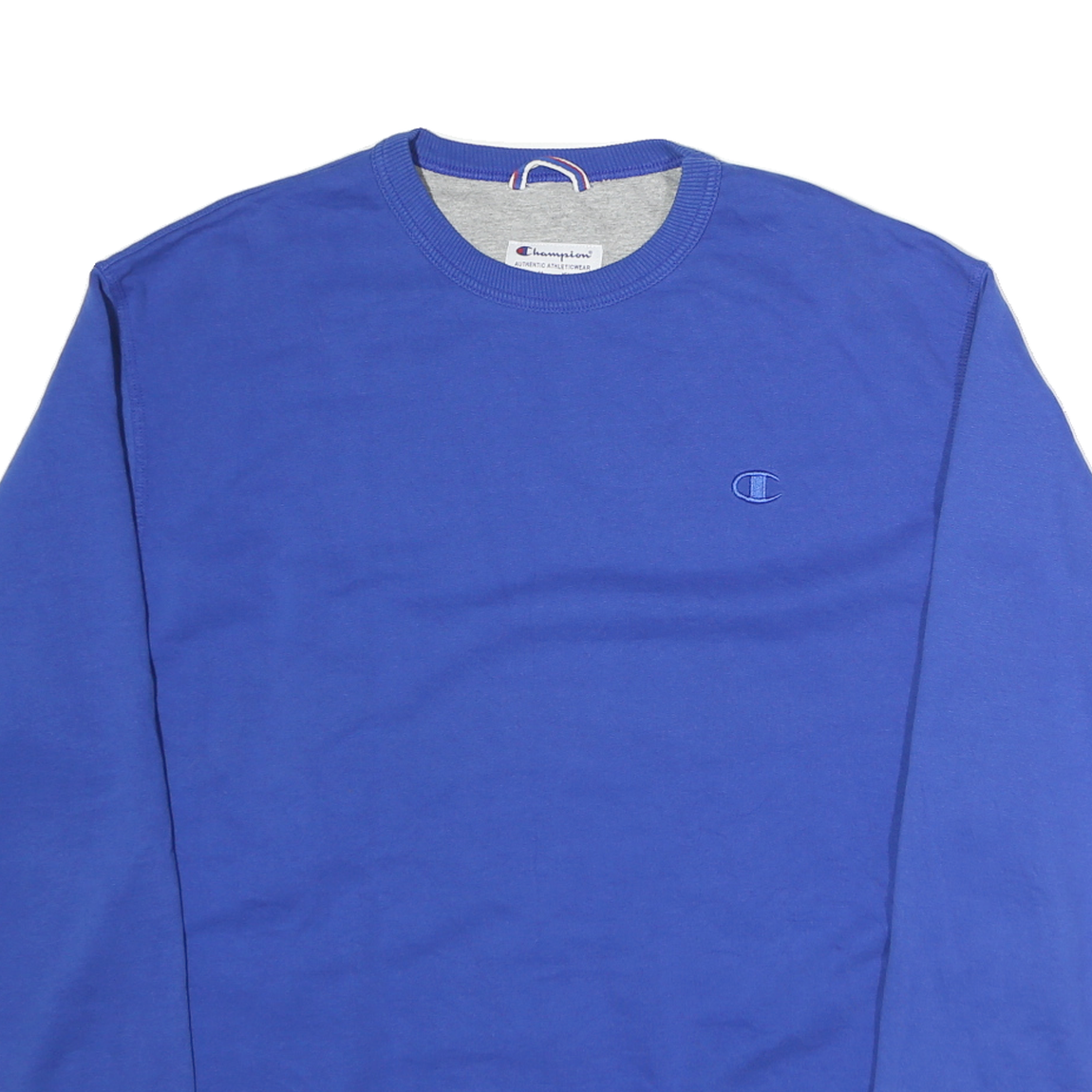 CHAMPION Mens Blue Crew Neck XL Cotton Sweatshirt Pullover Classic Logo