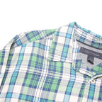 TOMMY HILFIGER Mens Blue Green Check Shirt M Casual Cotton Blend Long Sleeve