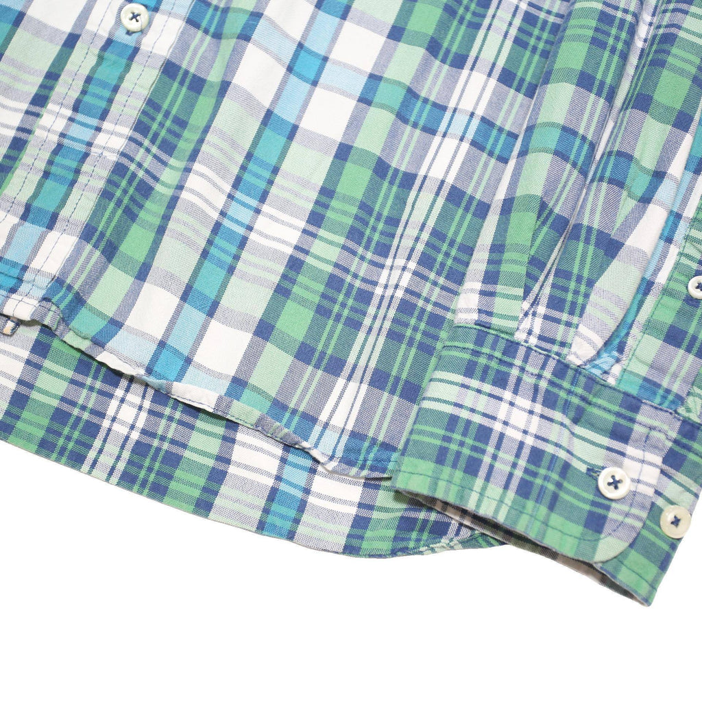 TOMMY HILFIGER Mens Blue Green Check Shirt M Casual Cotton Blend Long Sleeve
