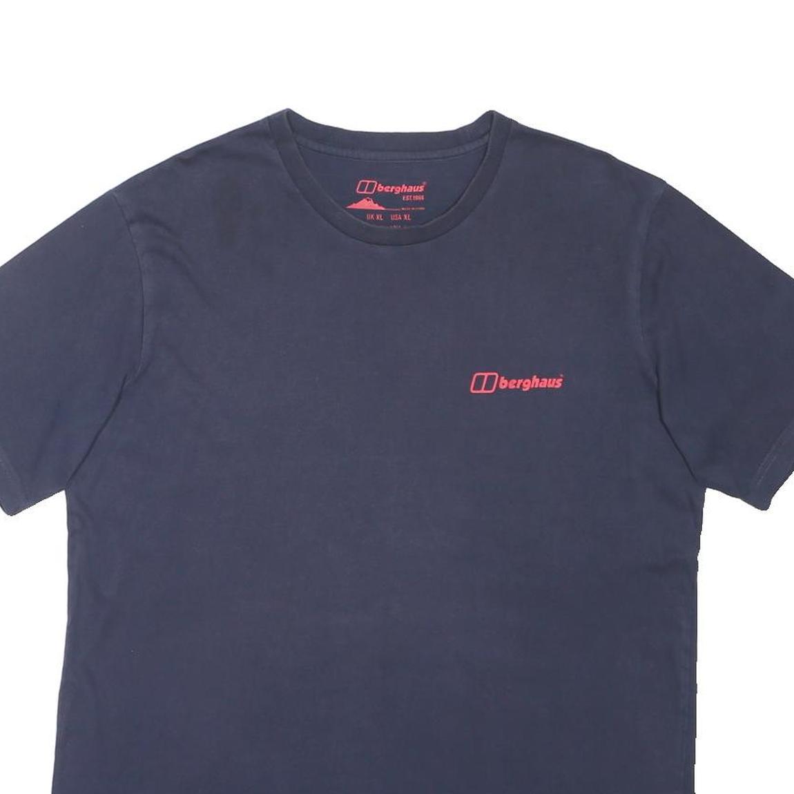 BERGHAUS Mens Navy Blue Graphic T-Shirt XL Short Sleeve Crew Neck Cotton Blend
