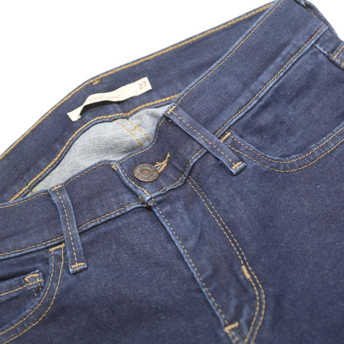LEVI'S 710 Womens Jeans Blue Slim Skinny Denim Medium W27 L32 Stretch Zip