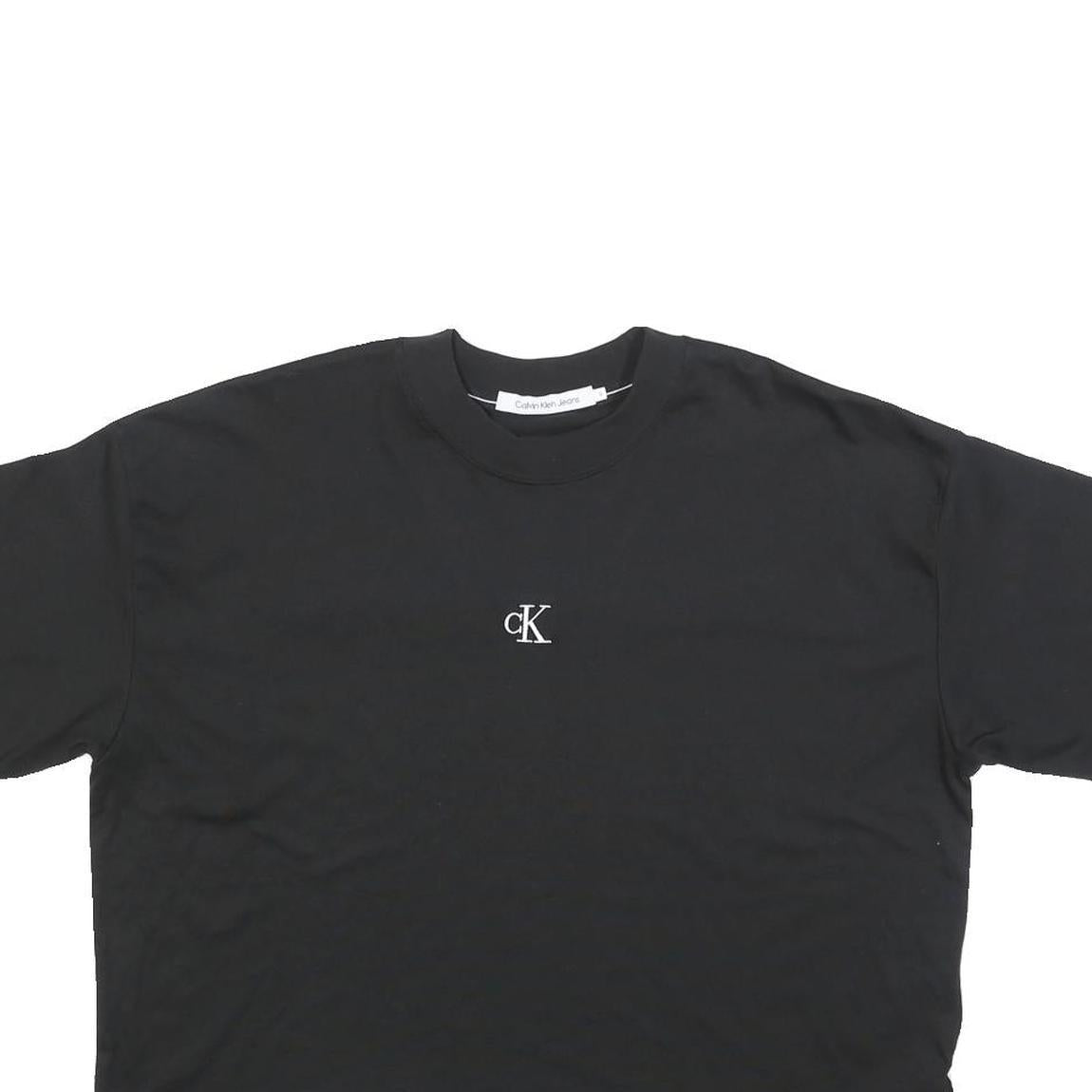 CALVIN KLEIN JEANS Womens Black Graphic T-Shirt S Short Sleeve Crew Neck Logo