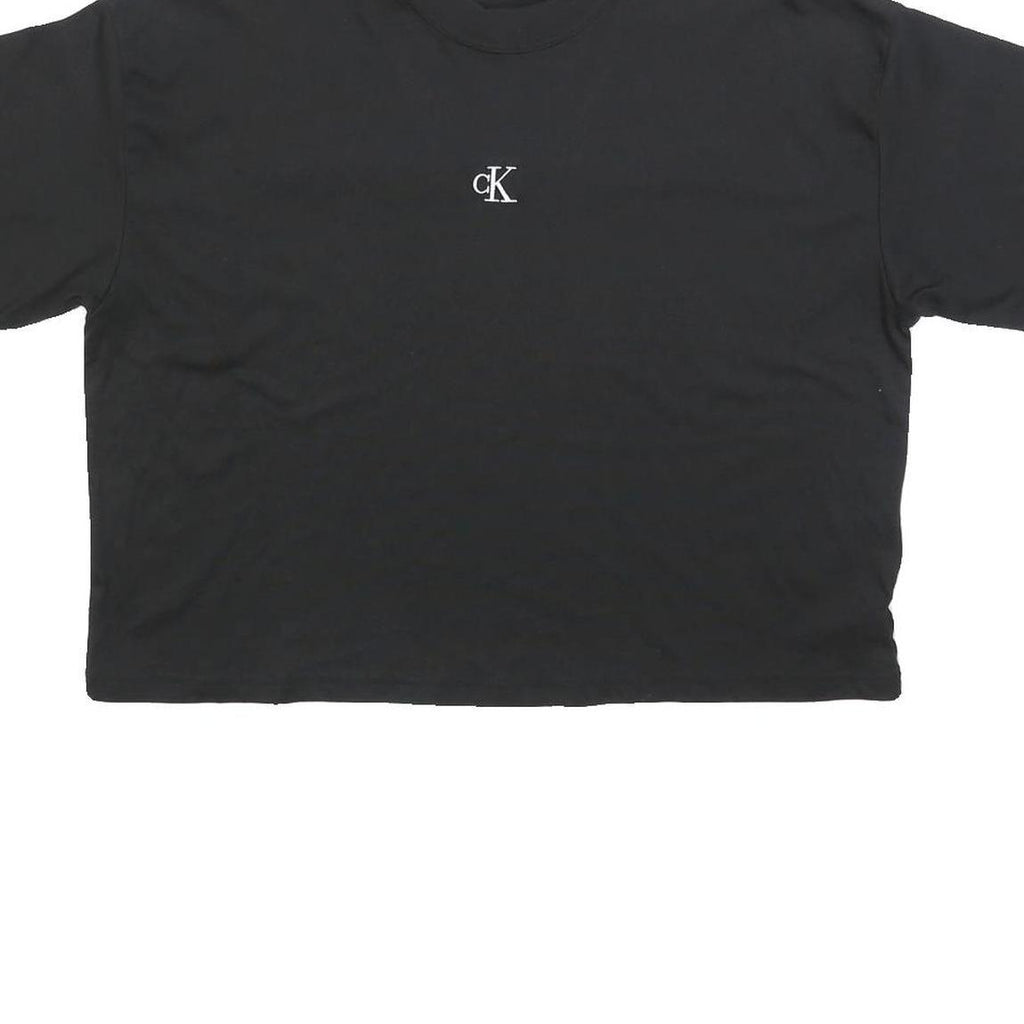 CALVIN KLEIN JEANS Womens Black Graphic T-Shirt S Short Sleeve Crew Neck Logo