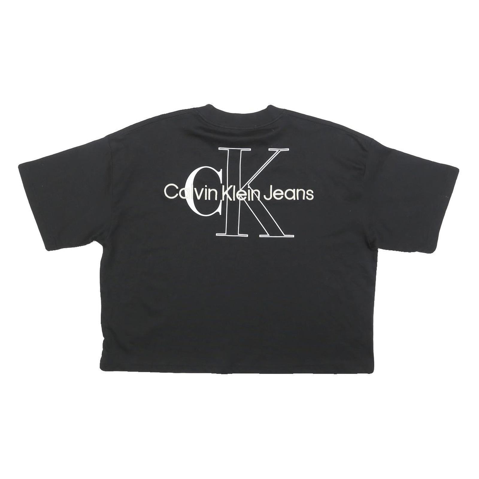 CALVIN KLEIN JEANS Womens Black Graphic T-Shirt S Short Sleeve Crew Neck Logo