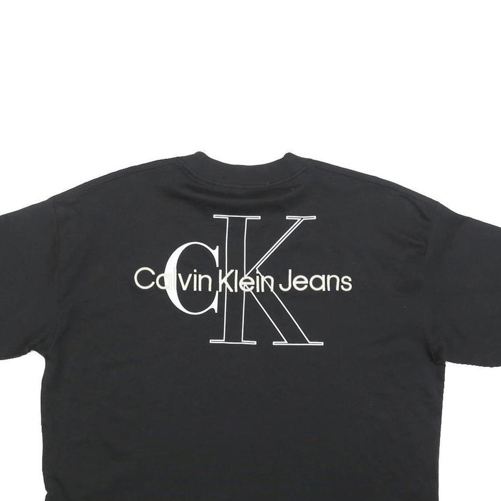 CALVIN KLEIN JEANS Womens Black Graphic T-Shirt S Short Sleeve Crew Neck Logo