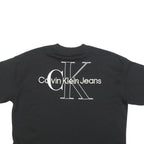 CALVIN KLEIN JEANS Womens Black Graphic T-Shirt S Short Sleeve Crew Neck Logo