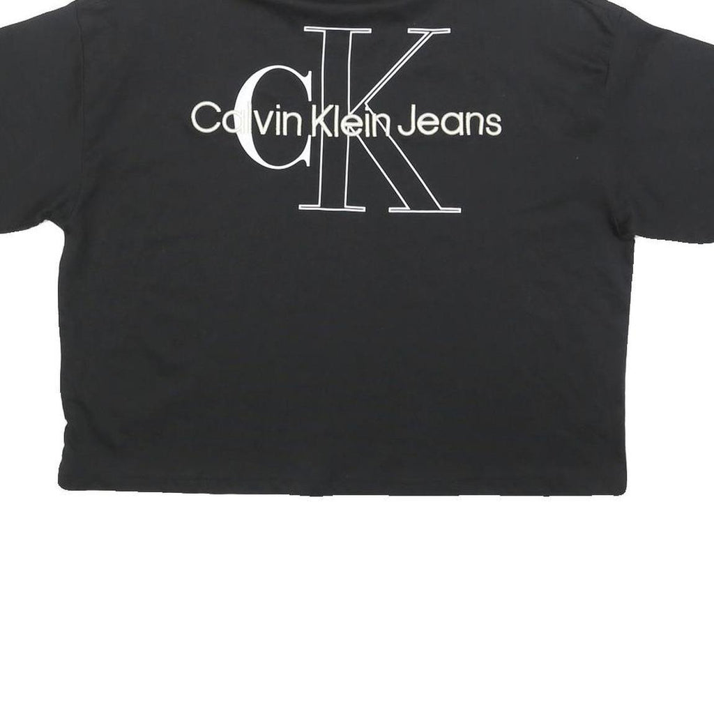 CALVIN KLEIN JEANS Womens Black Graphic T-Shirt S Short Sleeve Crew Neck Logo