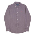 TOMMY HILFIGER Mens Maroon & White Check Shirt M Button Down Collar Long Sleeve