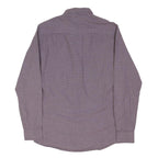 TOMMY HILFIGER Mens Maroon & White Check Shirt M Button Down Collar Long Sleeve