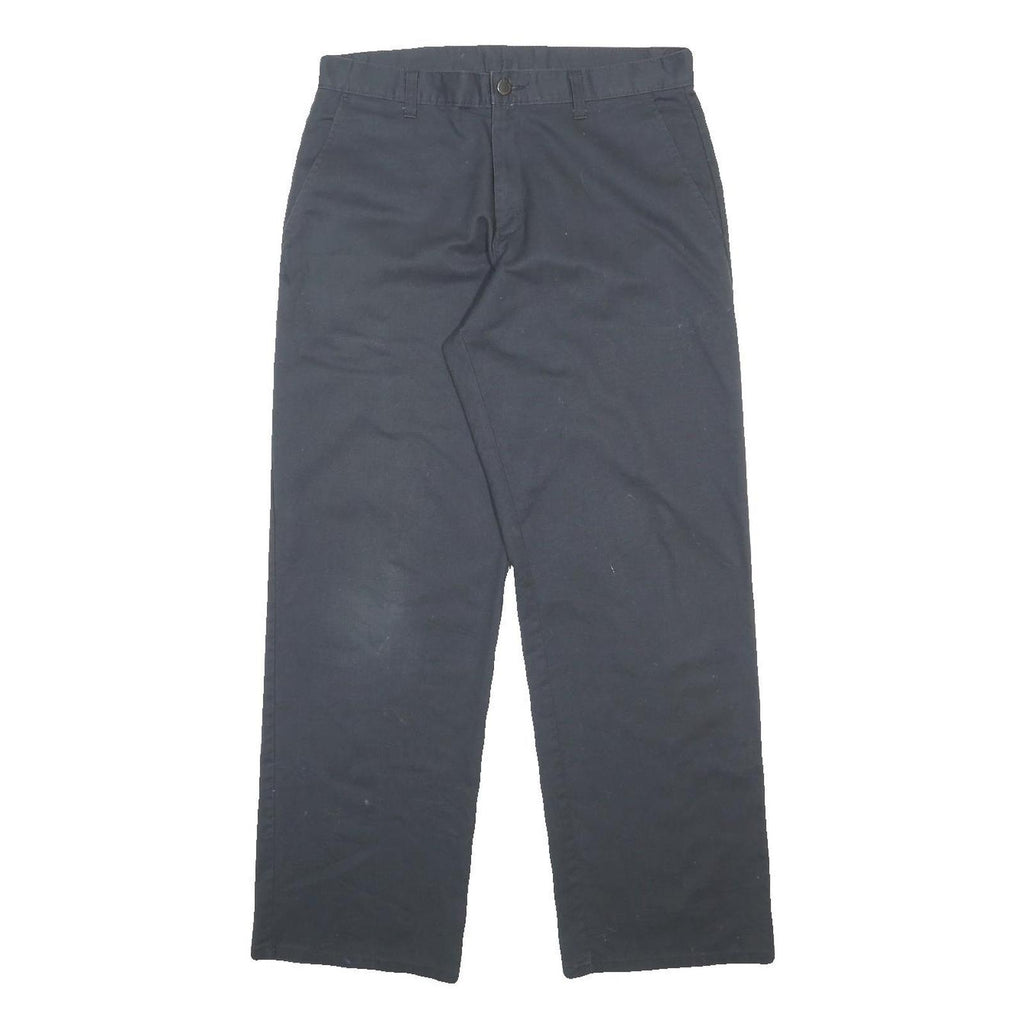 DICKIES Mens Cotton Blend Relaxed Navy Blue Straight Trousers W32 L32 Workwear