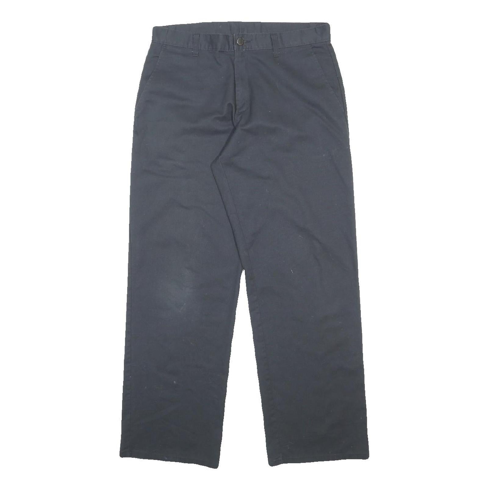 DICKIES Mens Cotton Blend Relaxed Navy Blue Straight Trousers W32 L32 Workwear
