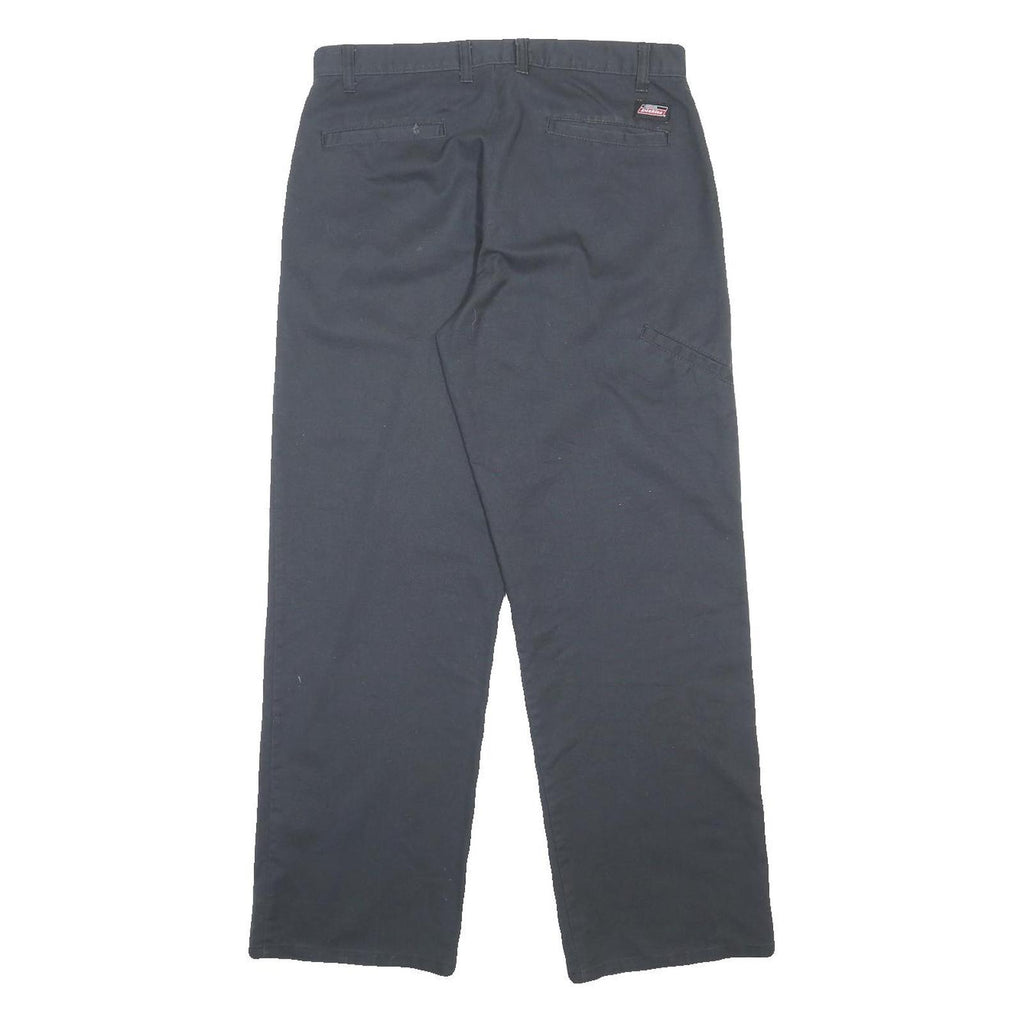 DICKIES Mens Cotton Blend Relaxed Navy Blue Straight Trousers W32 L32 Workwear