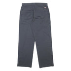 DICKIES Mens Cotton Blend Relaxed Navy Blue Straight Trousers W32 L32 Workwear