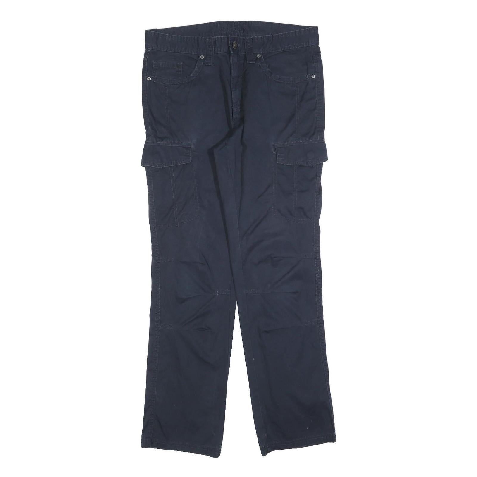 CHARLES VOGELE Womens Cotton Blend Navy Regular Fit Straight Leg Trousers W34