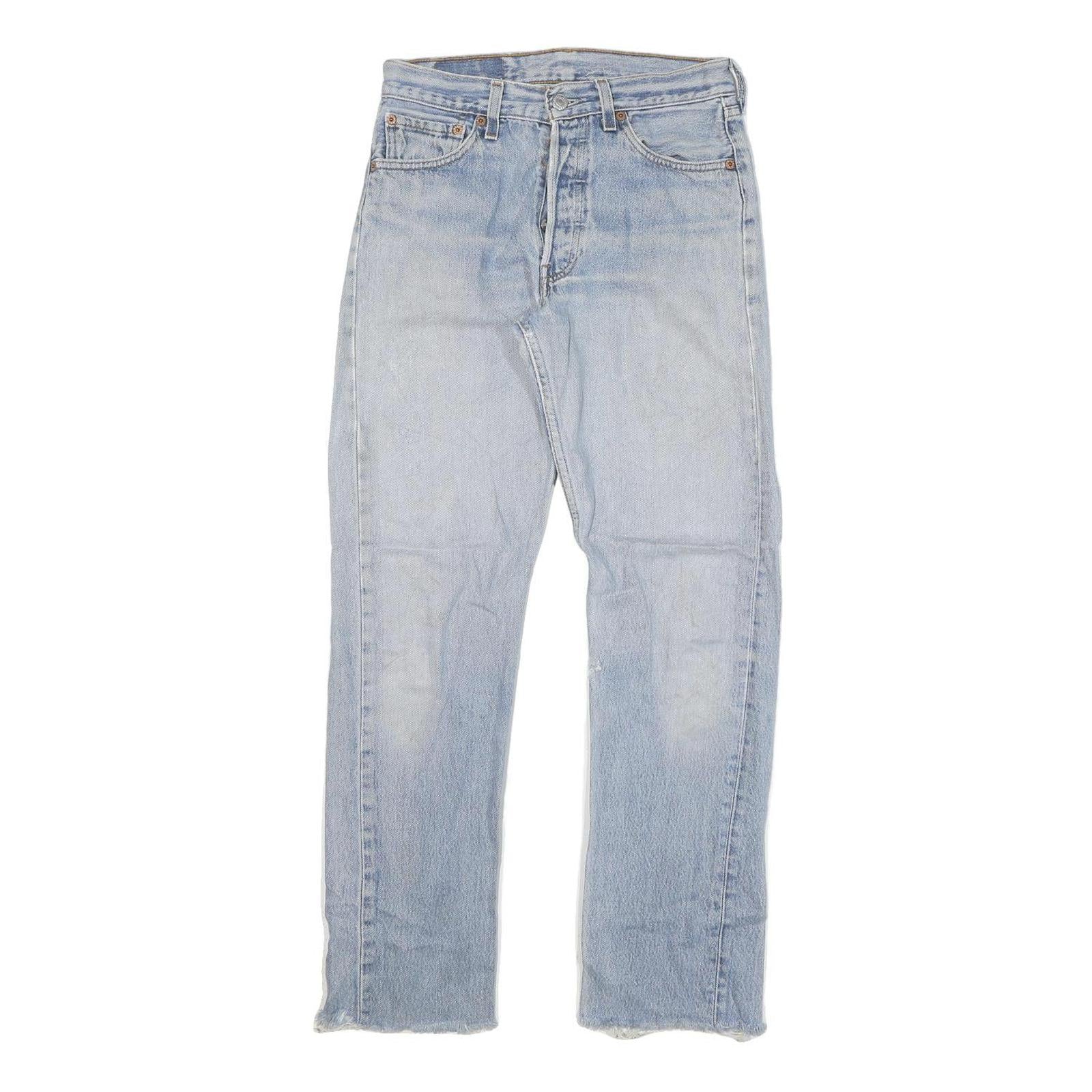 LEVI'S 501 Mens Jeans Blue Regular Straight Denim Light W27 L29 Button Closure