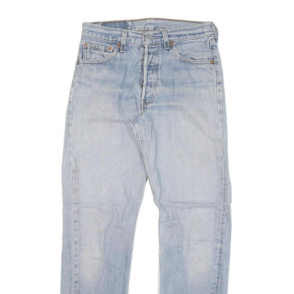 LEVI'S 501 Mens Jeans Blue Regular Straight Denim Light W27 L29 Button Closure