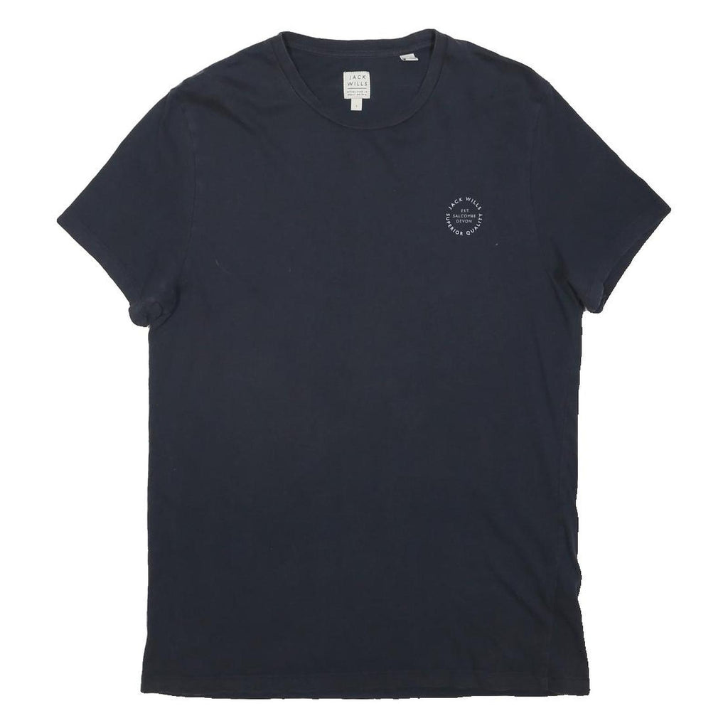 JACK WILLS Mens Navy Blue Graphic T-Shirt S Short Sleeve Crew Neck Casual