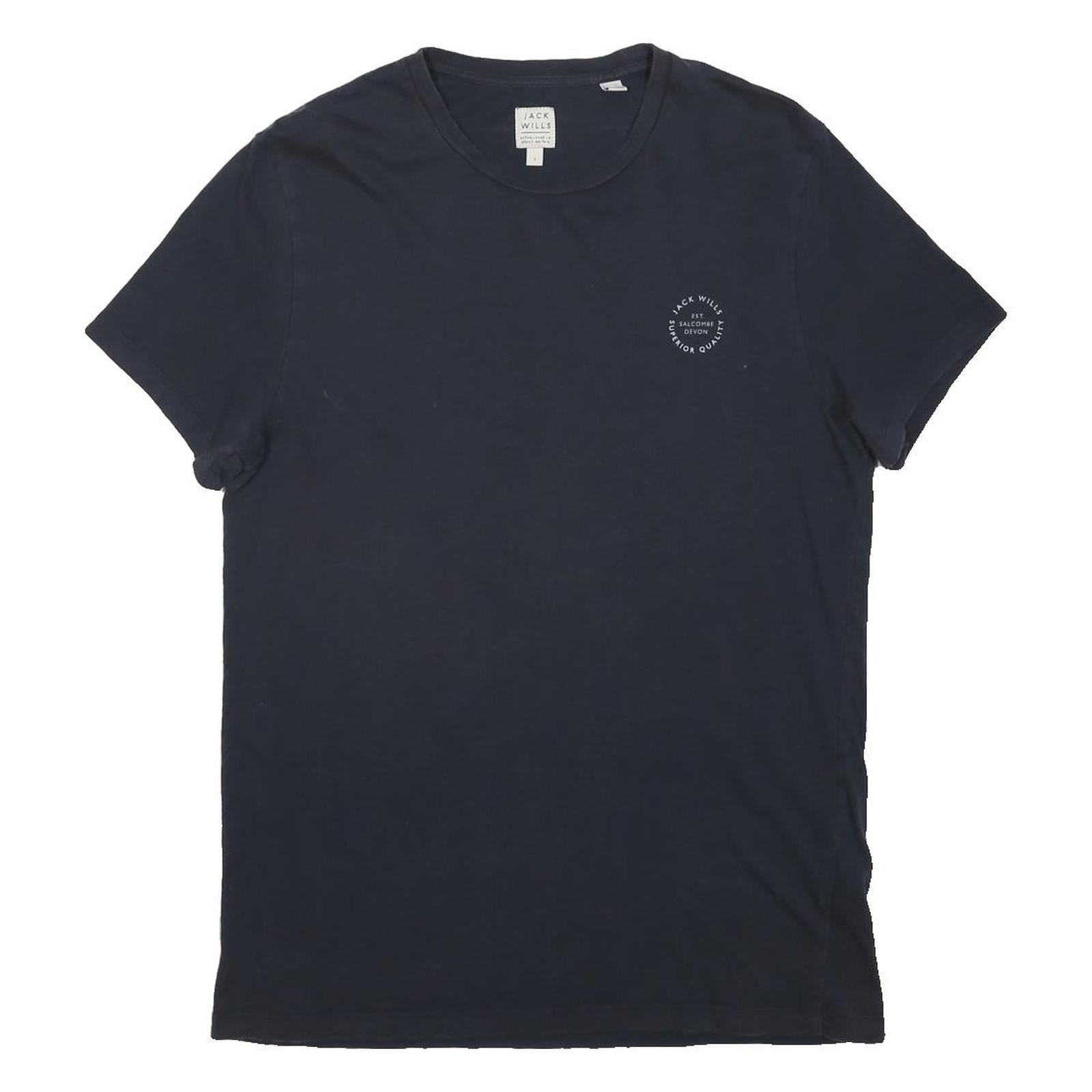 JACK WILLS Mens Navy Blue Graphic T-Shirt S Short Sleeve Crew Neck Casual