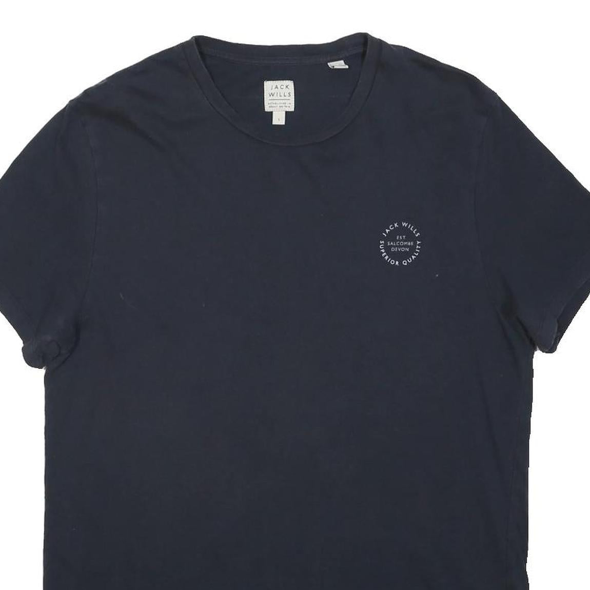 JACK WILLS Mens Navy Blue Graphic T-Shirt S Short Sleeve Crew Neck Casual