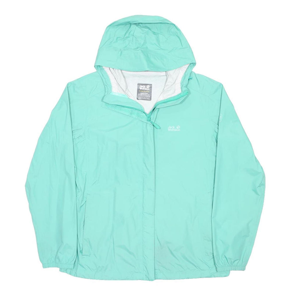 JACK WOLFSKIN Womens Turquoise Jacket XL Polyamide Zip Hooded Waterproof Outdoor