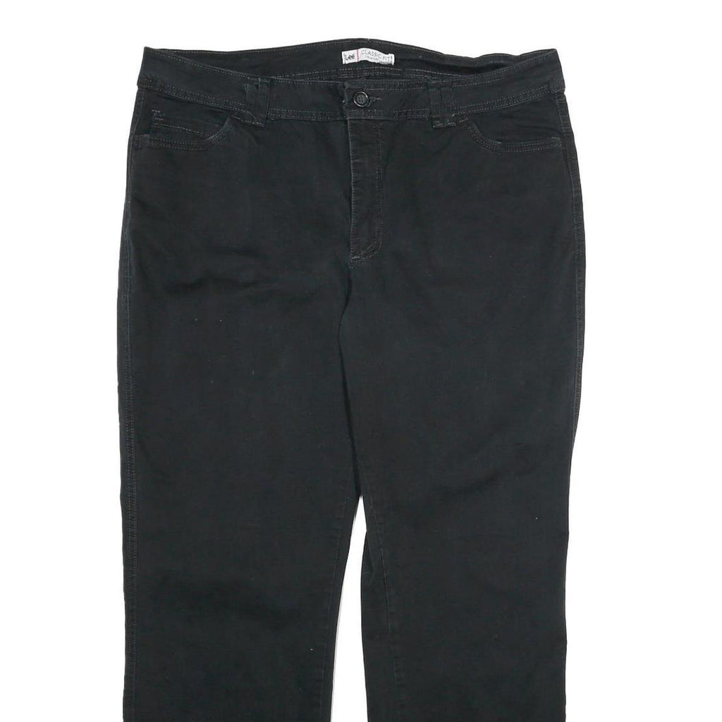 LEE Womens Black Classic Fit Straight Cotton Blend Trousers W36 L30