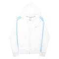 ADIDAS Womens White & Blue Hoodie Full Zip UK 10 Cotton Blend Casual Sport