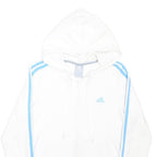ADIDAS Womens White & Blue Hoodie Full Zip UK 10 Cotton Blend Casual Sport