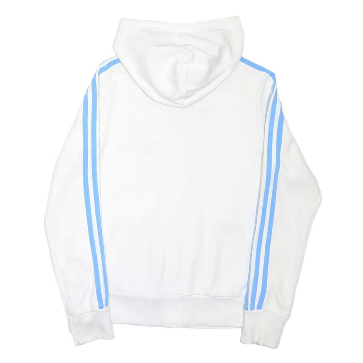 ADIDAS Womens White & Blue Hoodie Full Zip UK 10 Cotton Blend Casual Sport