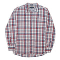 TOMMY HILFIGER Mens White & Red Check Shirt L Casual Cotton Blend Long Sleeve