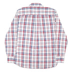 TOMMY HILFIGER Mens White & Red Check Shirt L Casual Cotton Blend Long Sleeve