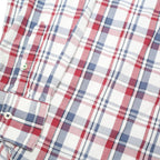 TOMMY HILFIGER Mens White & Red Check Shirt L Casual Cotton Blend Long Sleeve