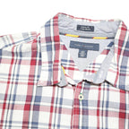 TOMMY HILFIGER Mens White & Red Check Shirt L Casual Cotton Blend Long Sleeve