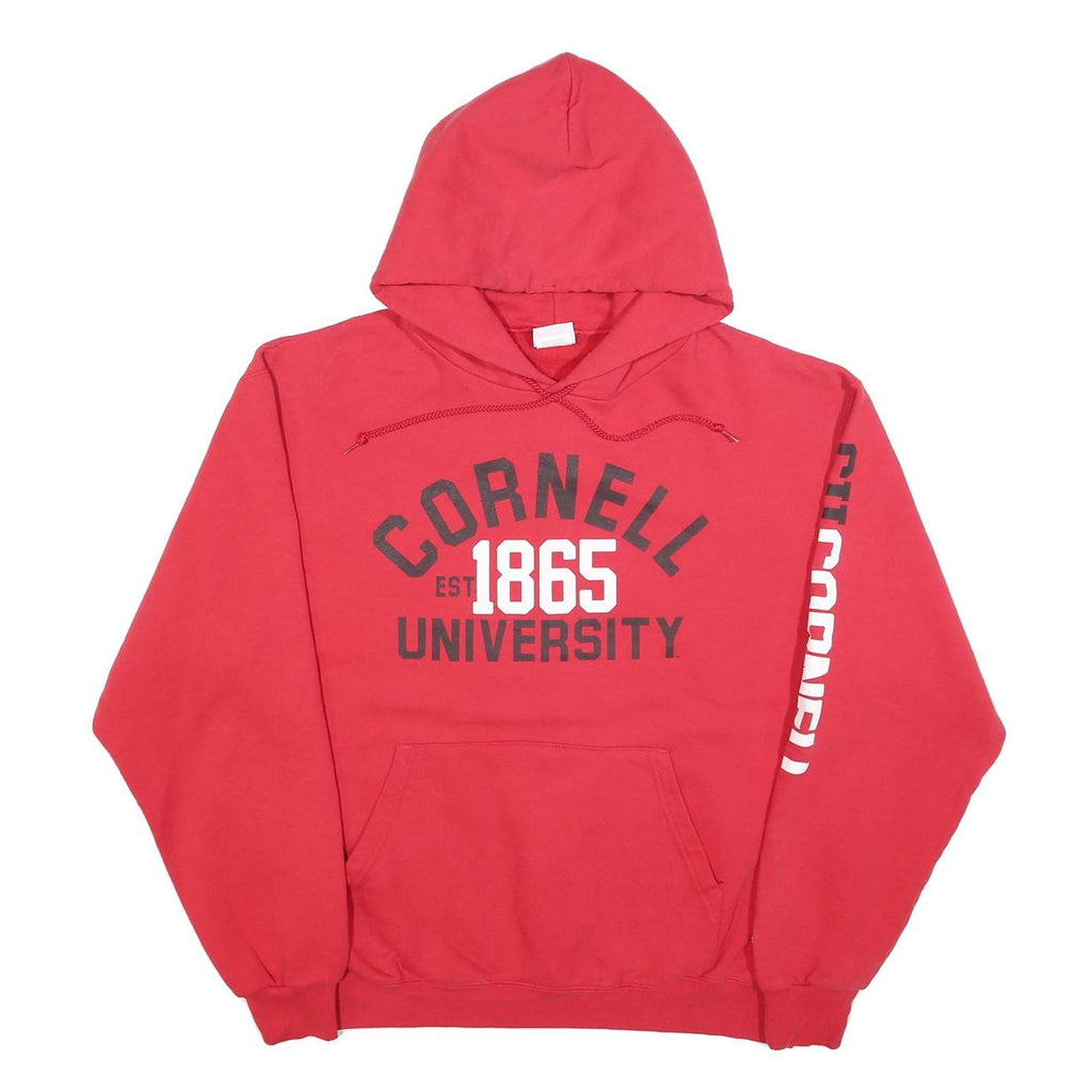 CHAMPION Mens Red Cornell University Pullover Hoodie L Cotton Blend Drawstring