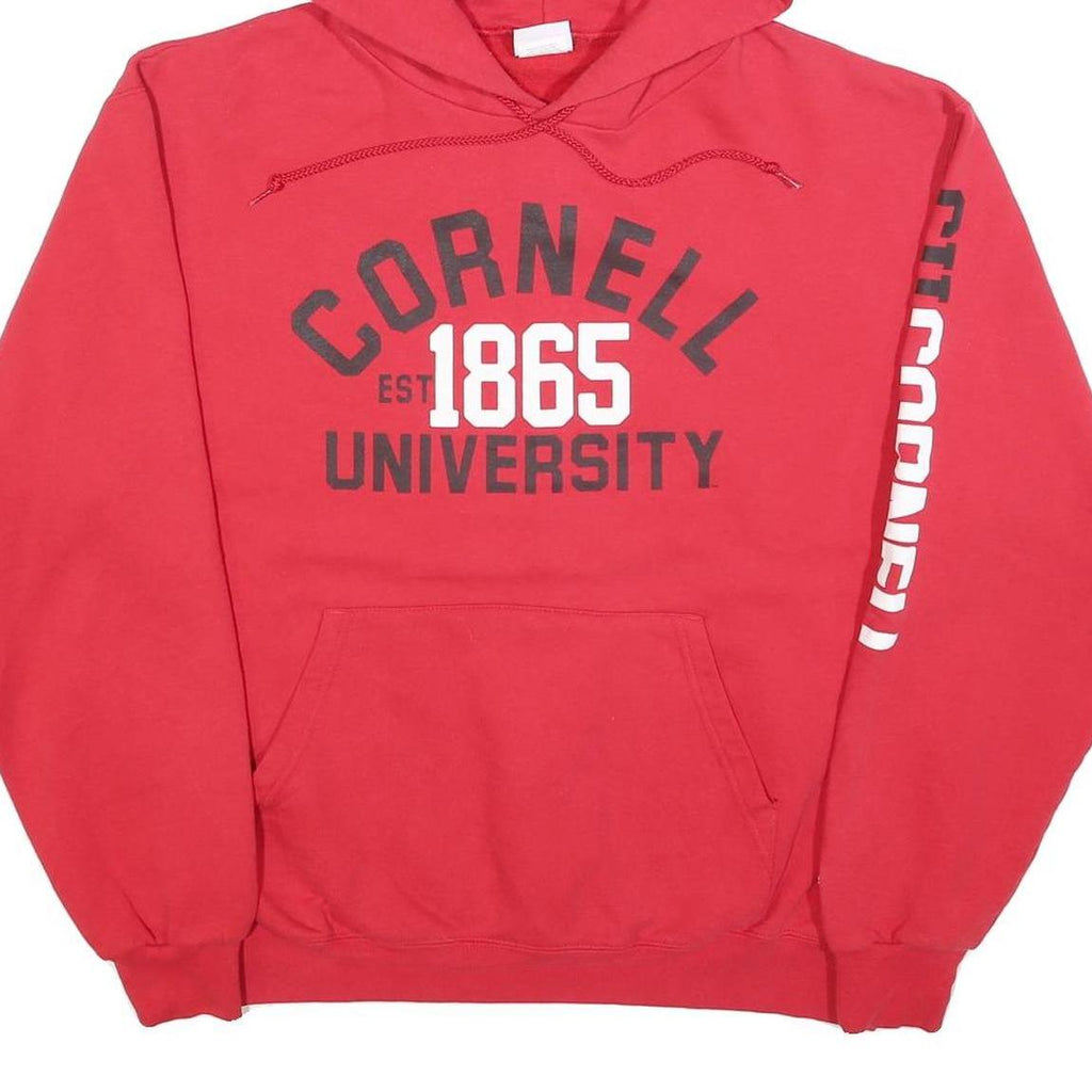 CHAMPION Mens Red Cornell University Pullover Hoodie L Cotton Blend Drawstring
