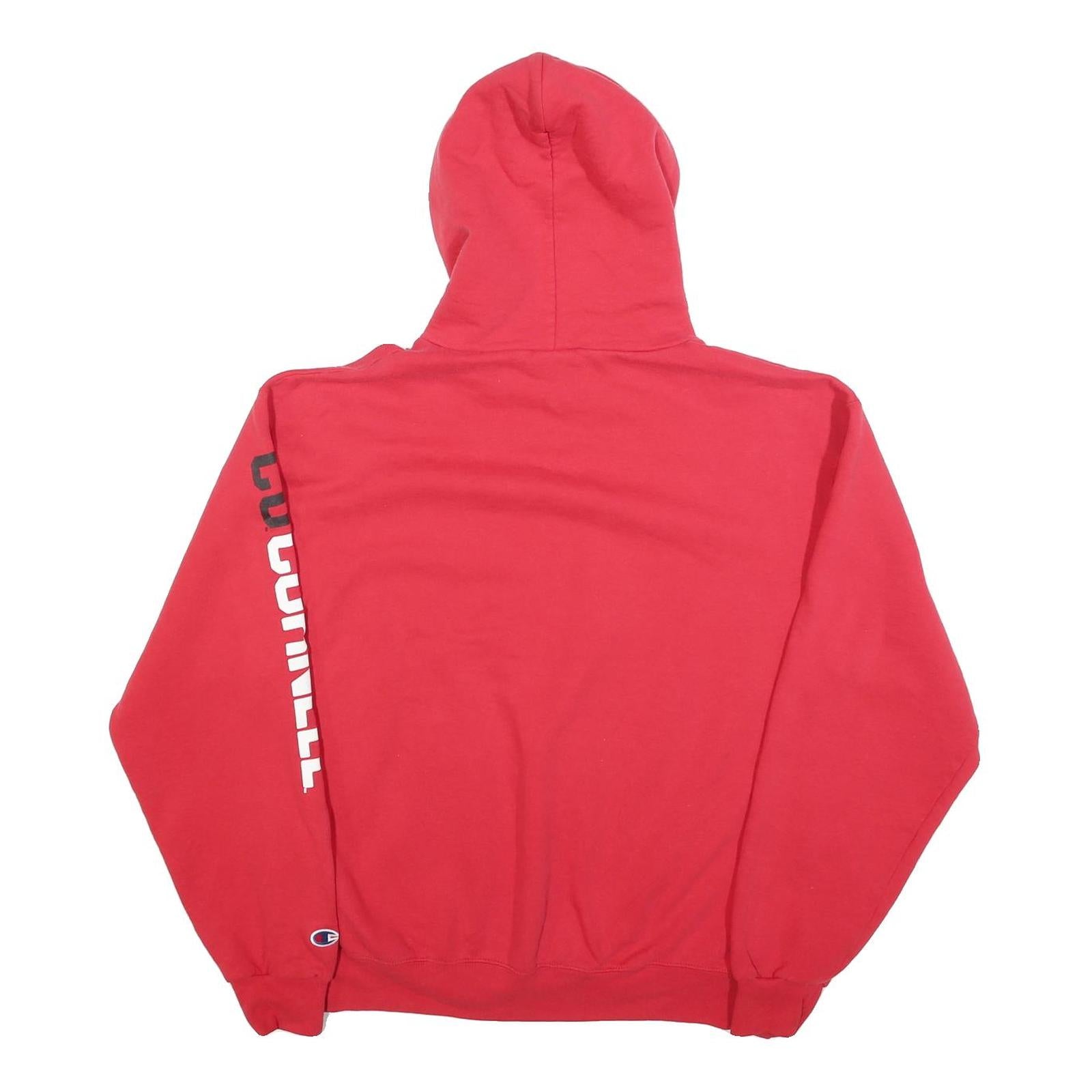 CHAMPION Mens Red Cornell University Pullover Hoodie L Cotton Blend Drawstring