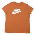 NIKE Womens Orange Cotton Blend T-Shirt L Short Sleeve Crew Neck Logo Print