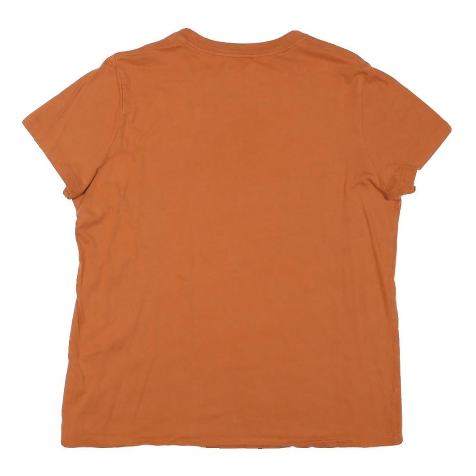 NIKE Womens Orange Cotton Blend T-Shirt L Short Sleeve Crew Neck Logo Print