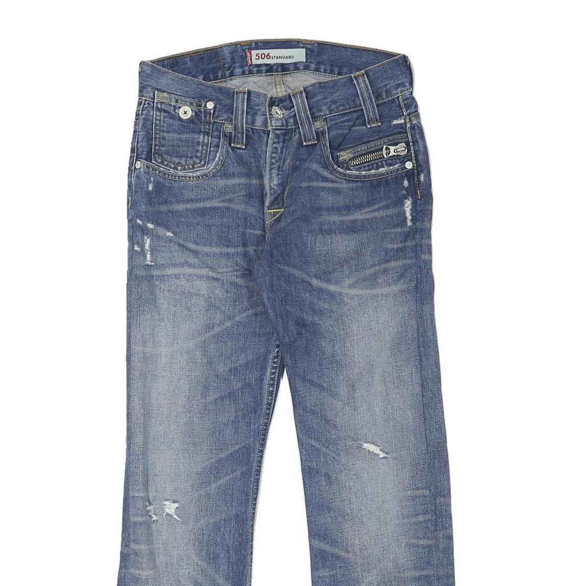 LEVI'S 506 Mens Jeans Blue Regular Straight Denim Medium W28 L28 Classic Fit Zip