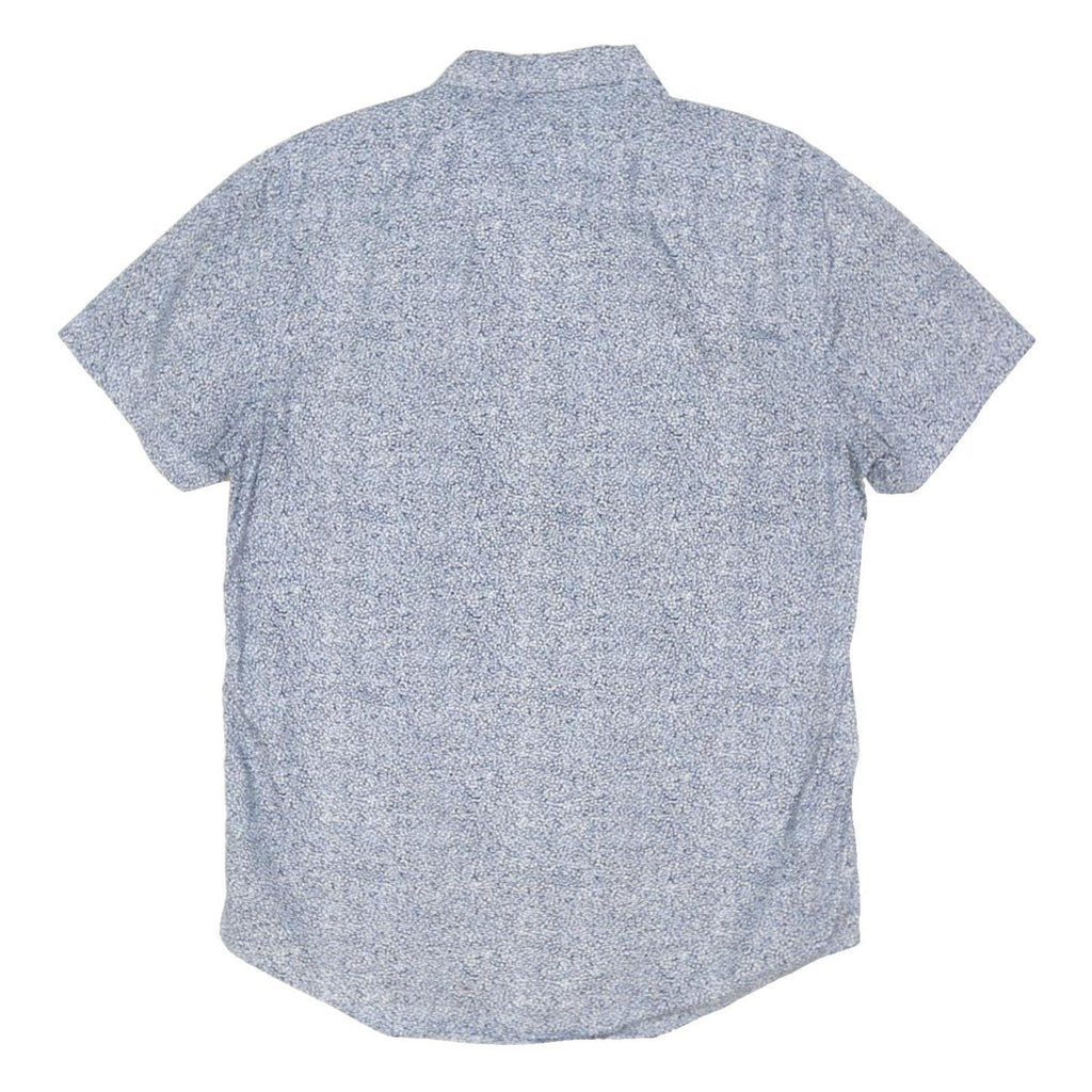 TOMMY HILFIGER Mens Blue Printed Shirt L Cotton Blend Short Sleeve Button Down