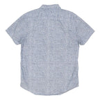 TOMMY HILFIGER Mens Blue Printed Shirt L Cotton Blend Short Sleeve Button Down