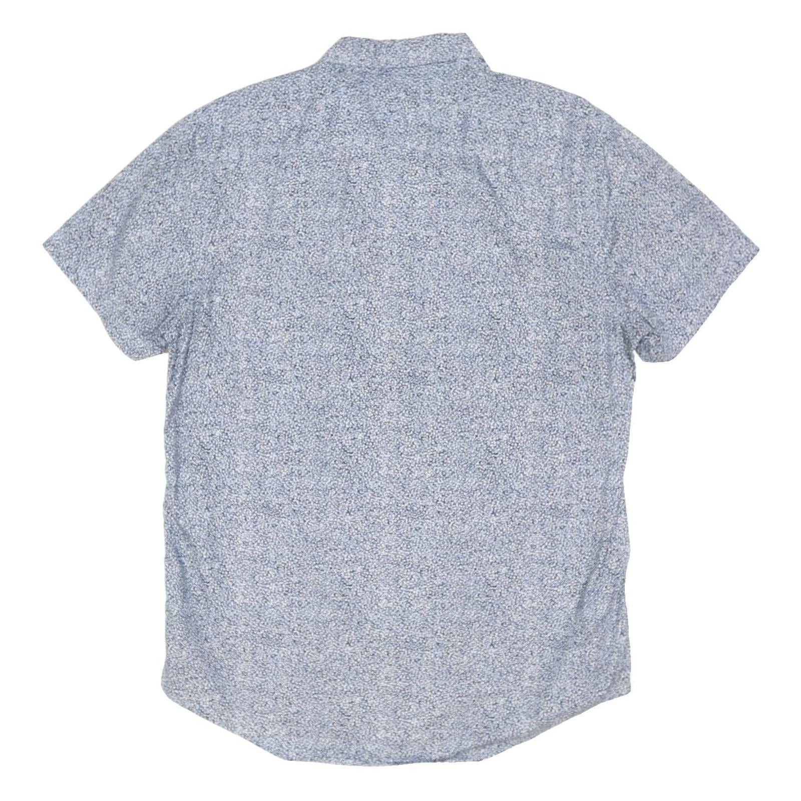TOMMY HILFIGER Mens Blue Printed Shirt L Cotton Blend Short Sleeve Button Down
