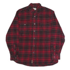 JACHS Mens Red & Black Check Shirt Long Sleeve Cotton Blend L Casual Button