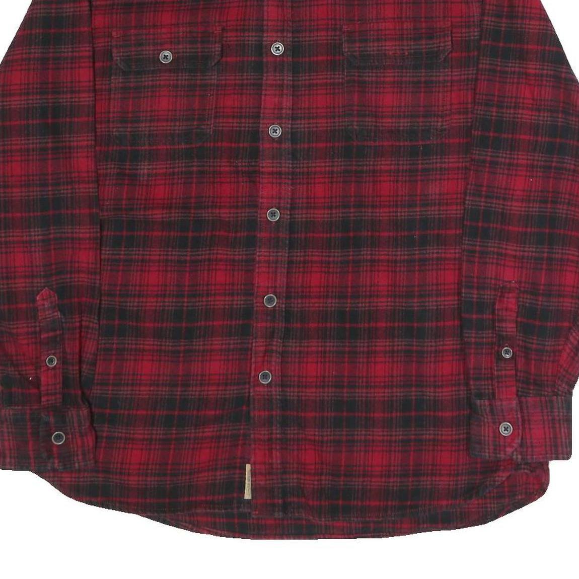 JACHS Mens Red & Black Check Shirt Long Sleeve Cotton Blend L Casual Button