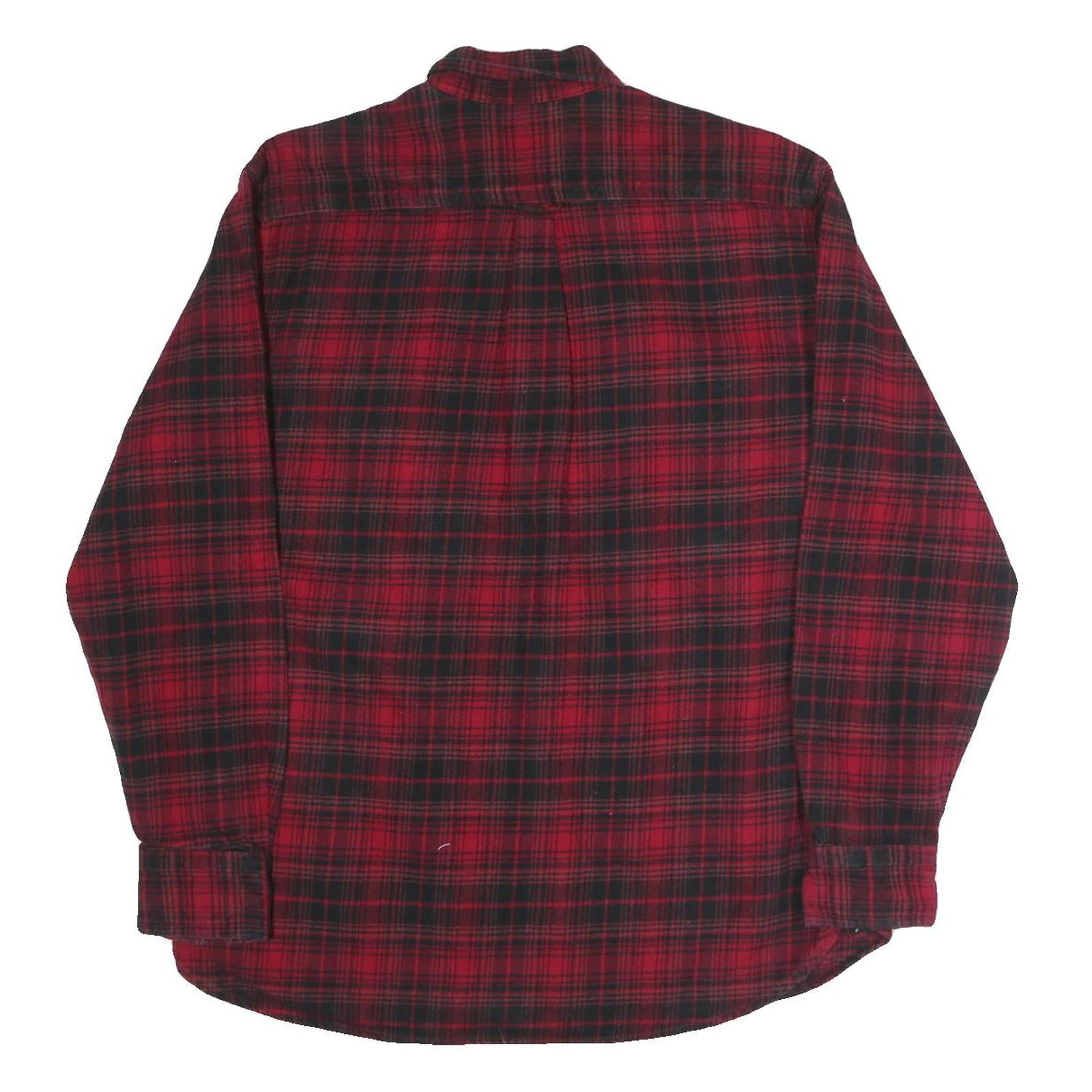 JACHS Mens Red & Black Check Shirt Long Sleeve Cotton Blend L Casual Button