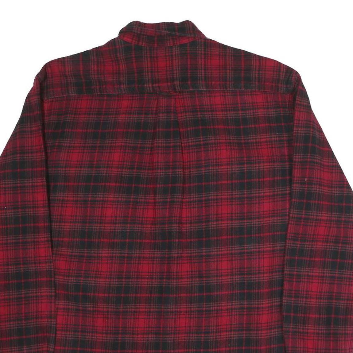 JACHS Mens Red & Black Check Shirt Long Sleeve Cotton Blend L Casual Button