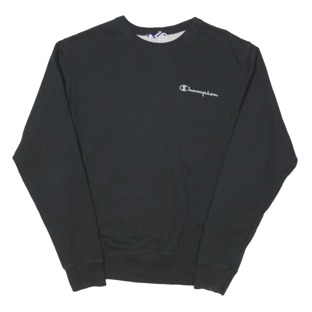 CHAMPION Mens Black Crew Neck S Sweatshirt Cotton Blend Classic Logo