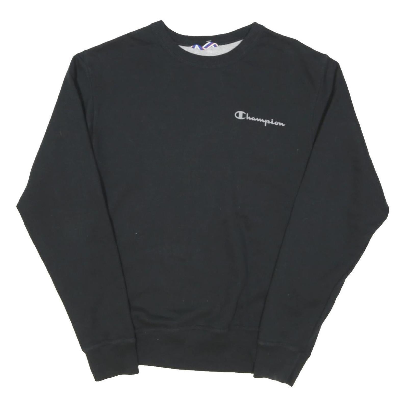 CHAMPION Mens Black Crew Neck S Sweatshirt Cotton Blend Classic Logo