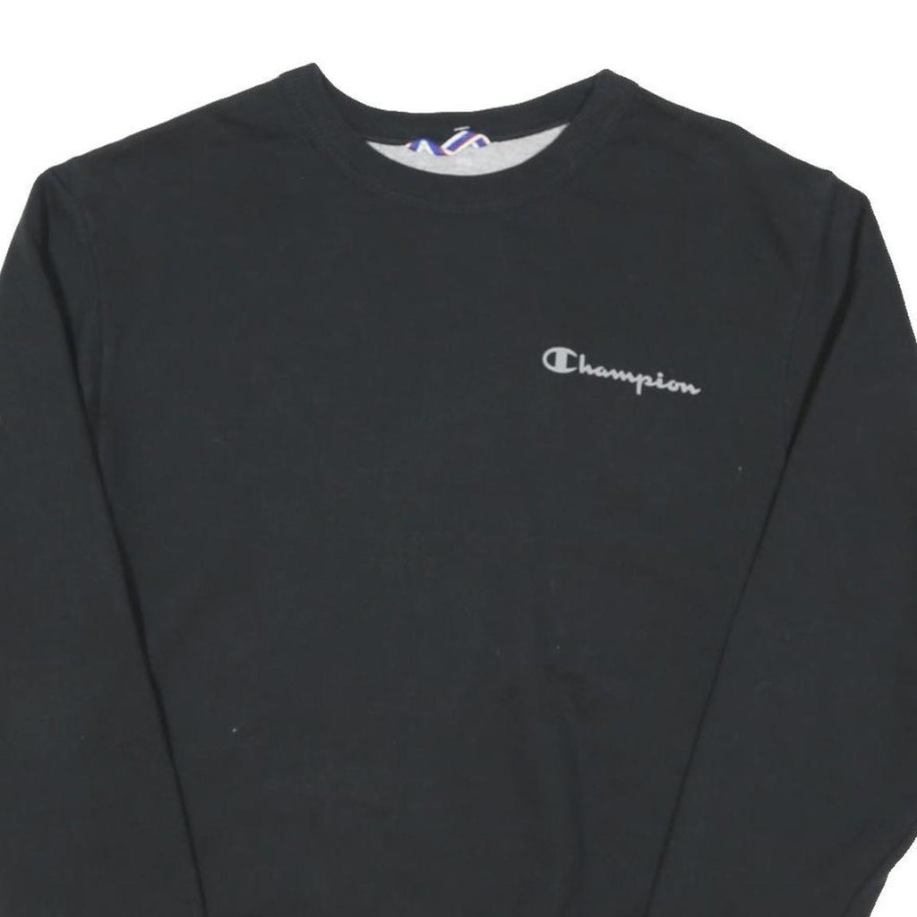 CHAMPION Mens Black Crew Neck S Sweatshirt Cotton Blend Classic Logo